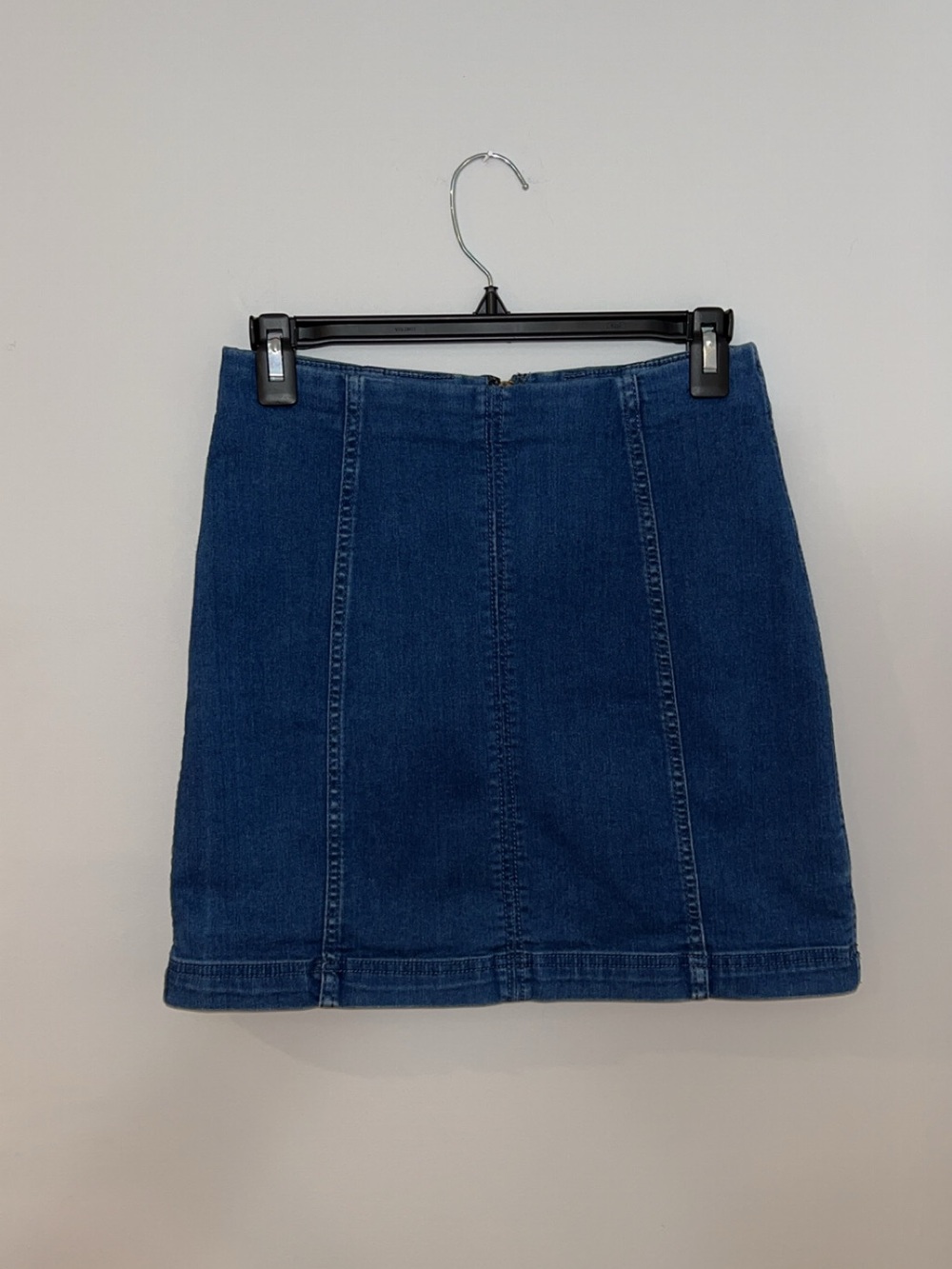 Free People Indigo Stretch Denim Paneled Mini Skirt